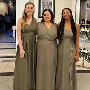 Birdy Grey “Grace” Chiffon Convertible Bridesmaids Dress in MOSS